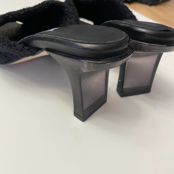 NWOB MIISTA London Wendy Black Towel Mule Sandals Size 37 Shoes Square Toe - Picture 10 of 11